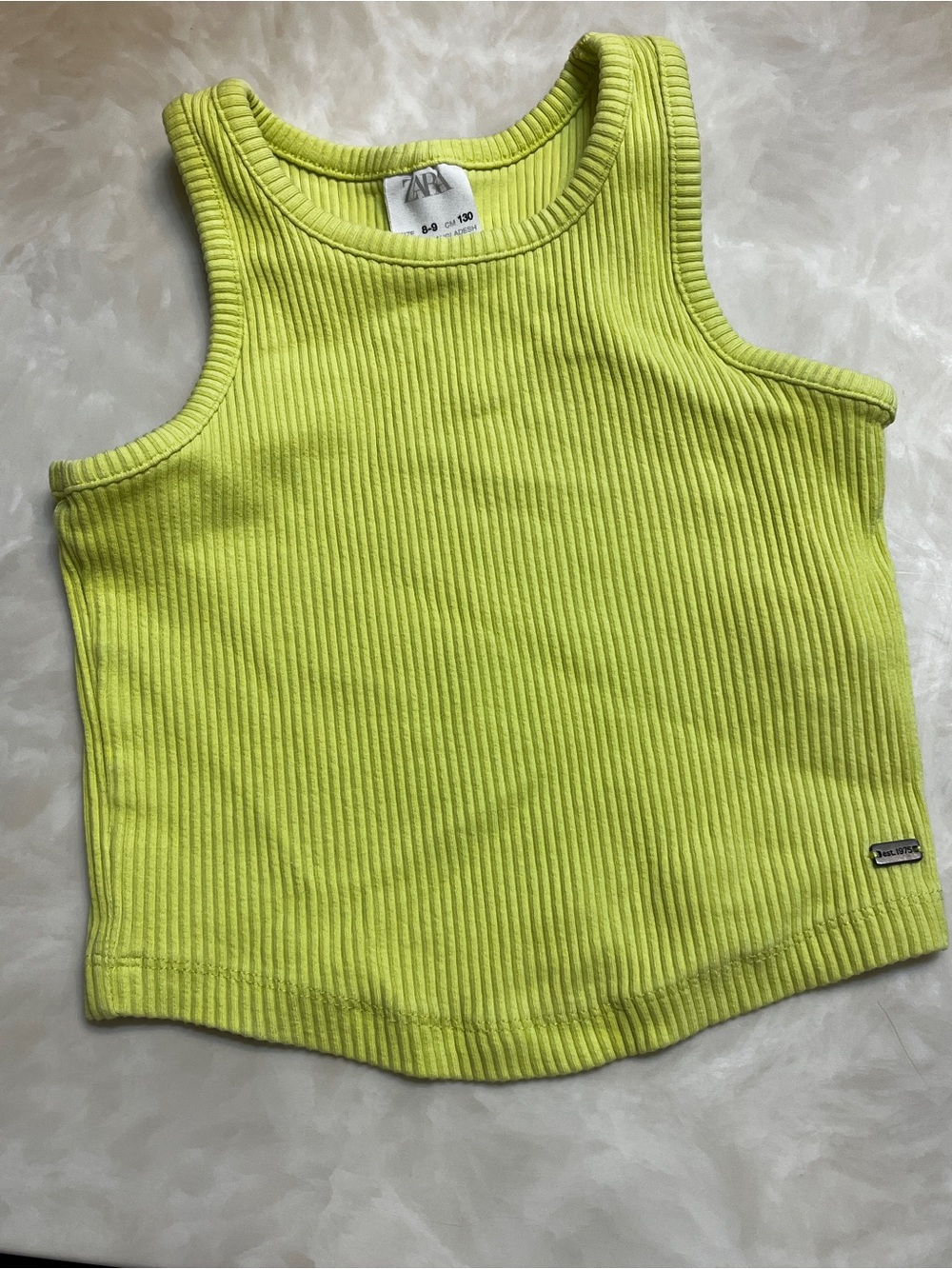 Zara Girls Ribbed Tank Top Green Size 8-9 Like New